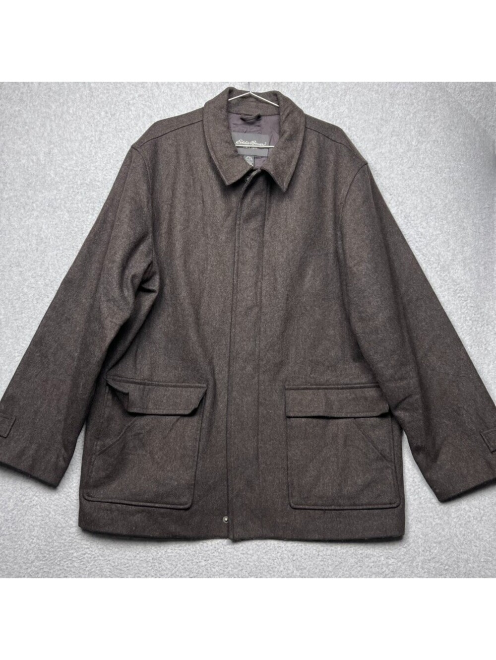 Eddie Bauer XL Tall Wool Field Jacket Insulated Quilted Barn Chore Coat Brown